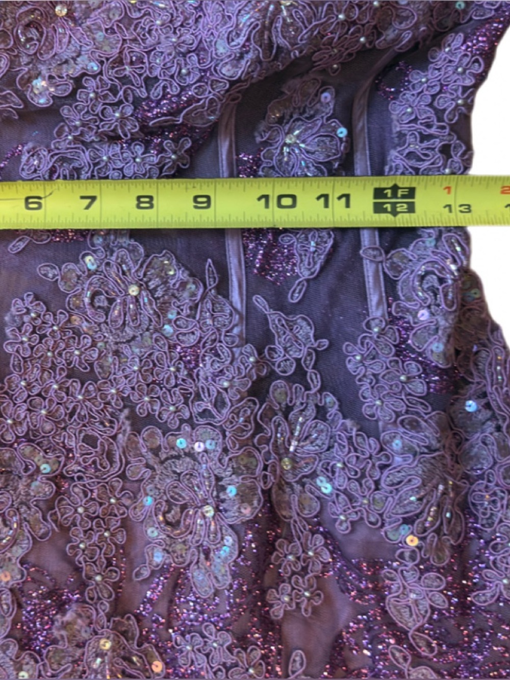 Jovani 1267 Purple Strapless Beaded Corset Mermaid Tulle Fairy Gown Sz 12 - Picture 11 of 16